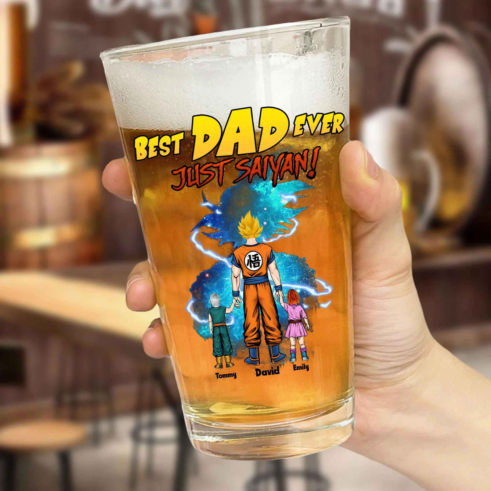DrBa Dad Just Saiyan Dad - Personalized Beer Glass - Gift For Dad - Image 3