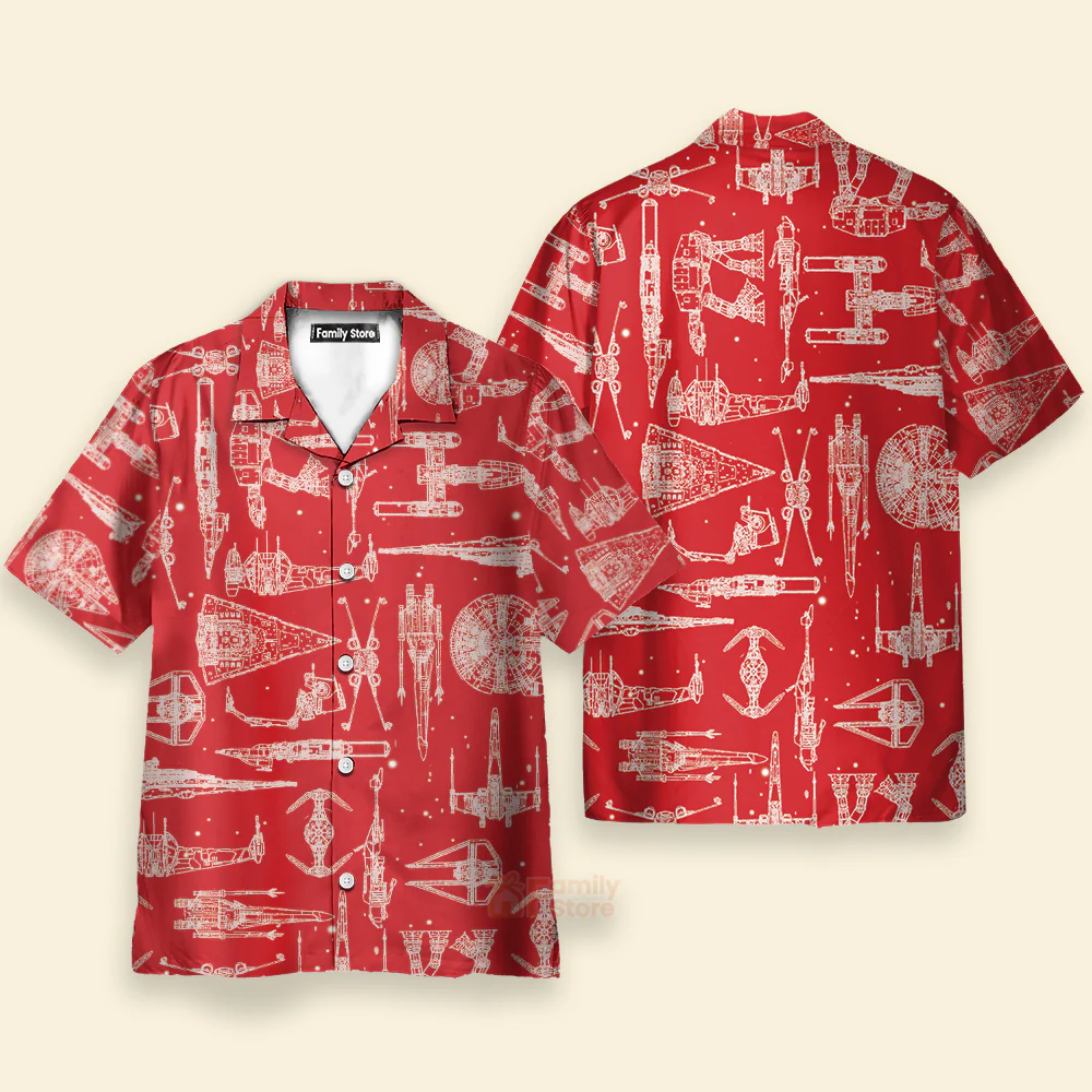 Space Ships Stwa Red - Hawaiian Shirt For Men, Women, Kids - Image 2