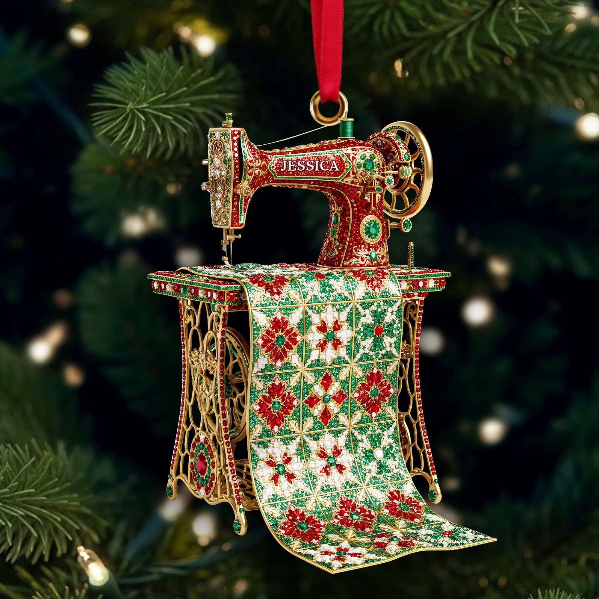 Sparkle Sewing Machine - Personalized Acrylic Ornament - Christmas Gift For Sewing Lovers, Gift For Mom, Grandma NA94