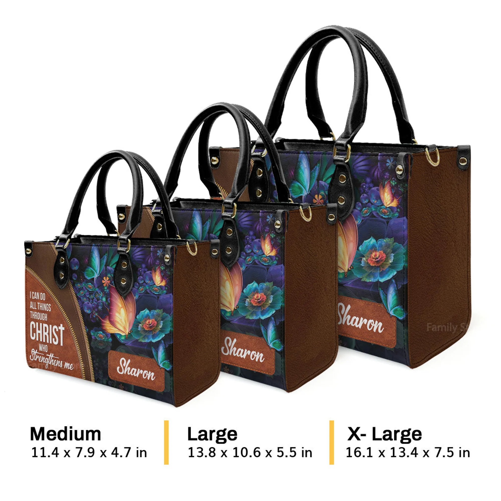 Special Butterfly I Can Do All Things Through Christ - Beautiful Personalized Leather Handbag - AT4081418 - Image 4