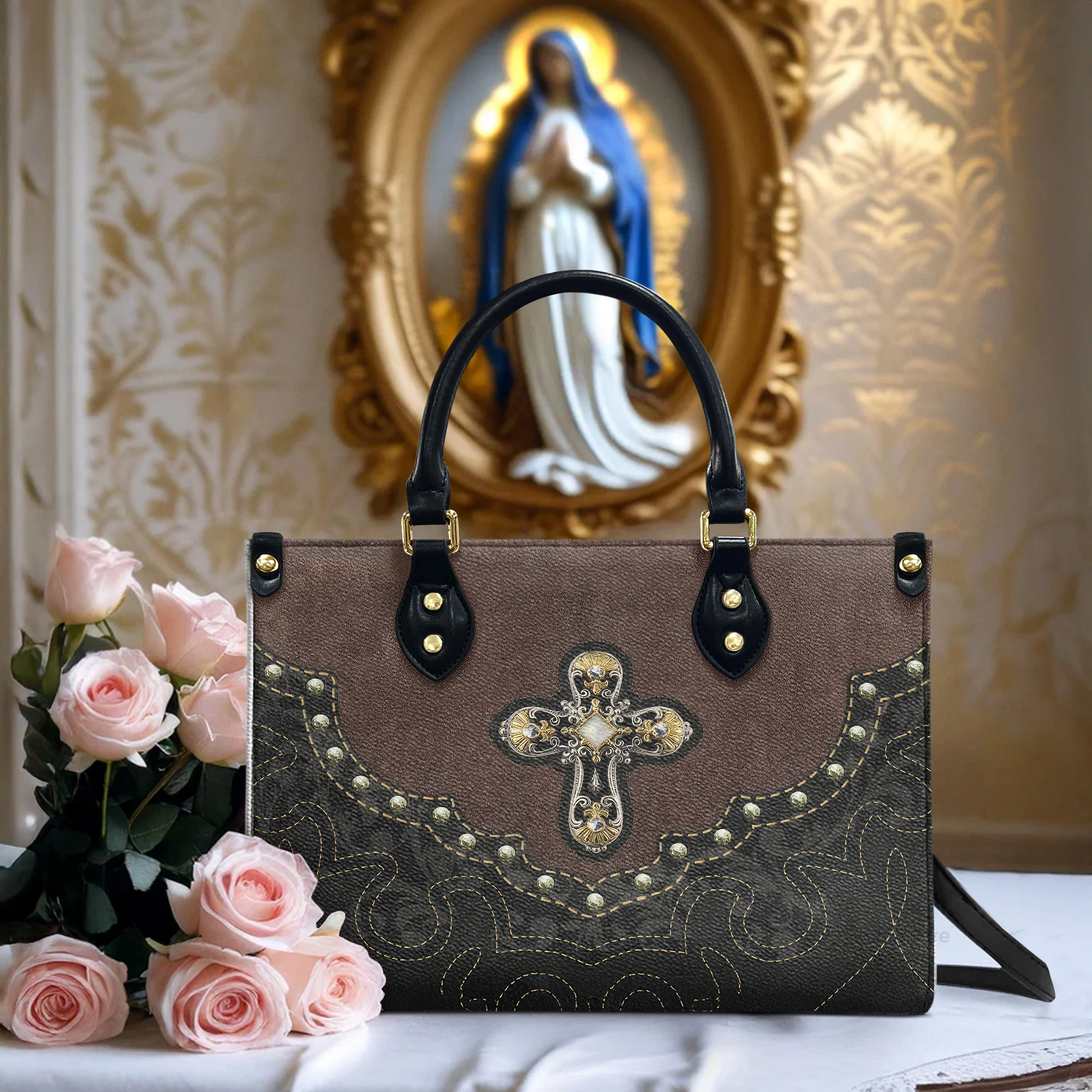 Special Cross - Scripture Gifts For Women Of God - Personalized Leather Handbag With Handle - AT4081416 - Image 2