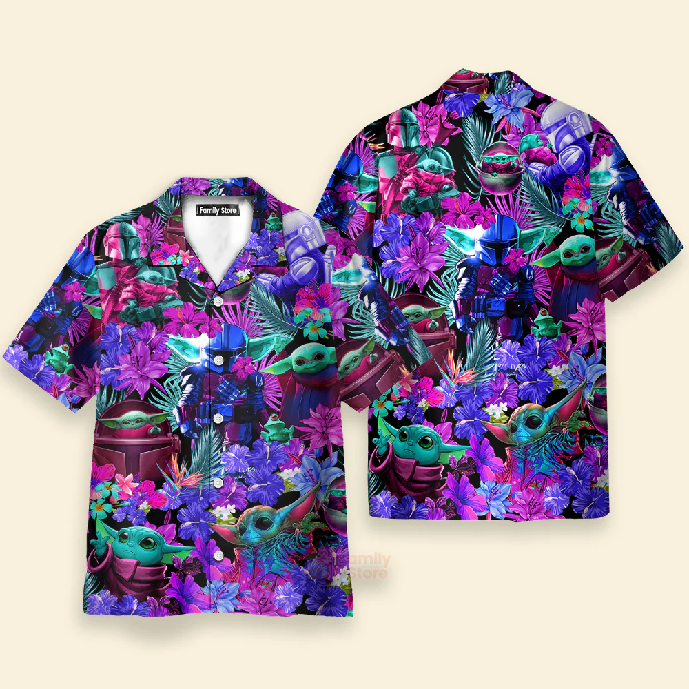 Special Starwars Baby Yoda Synthwave - Hawaiian Shirt - Image 2