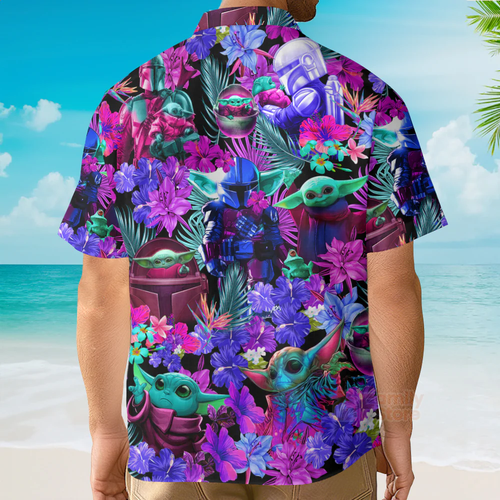 Special Starwars Baby Yoda Synthwave - Hawaiian Shirt - Image 3
