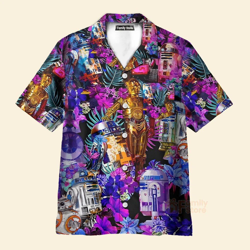 Special Starwars R2-D2 With Friends Synthwave - Hawaiian Shirt - Image 2