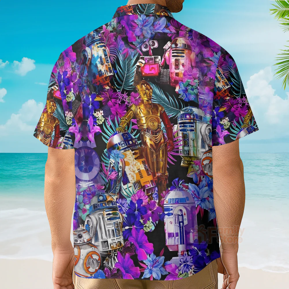 Special Starwars R2-D2 With Friends Synthwave - Hawaiian Shirt - Image 5