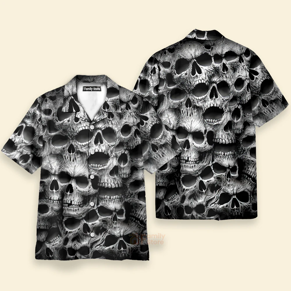 Spiral Twisted Skulls Printing Cuban Collar Carnival Hawaiian Shirt - Image 2