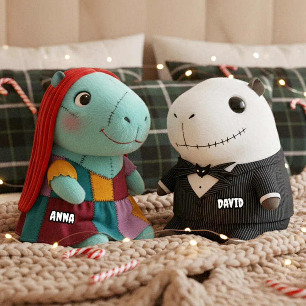 Spooky Capybara Couple - Personalized Custom Shape Pillow - Christmas Gift HH01