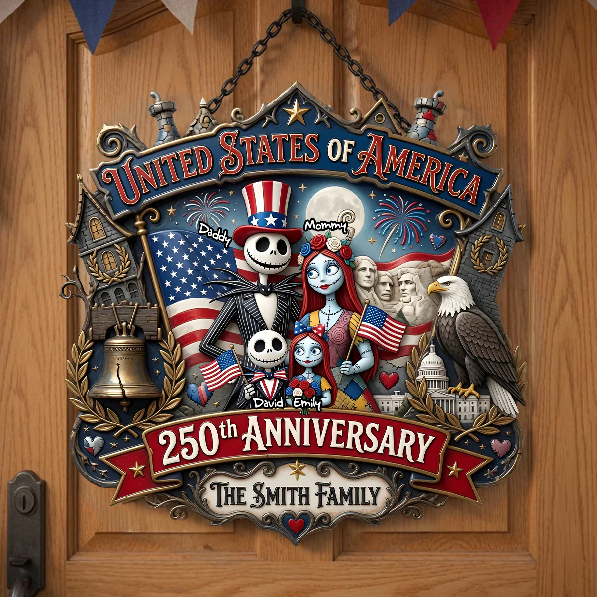 Spooky Celebrate 250 Years Of America Freedom - Personalized Custom Shaped Wood Sign - Gift For Family, Patriots - Image 3