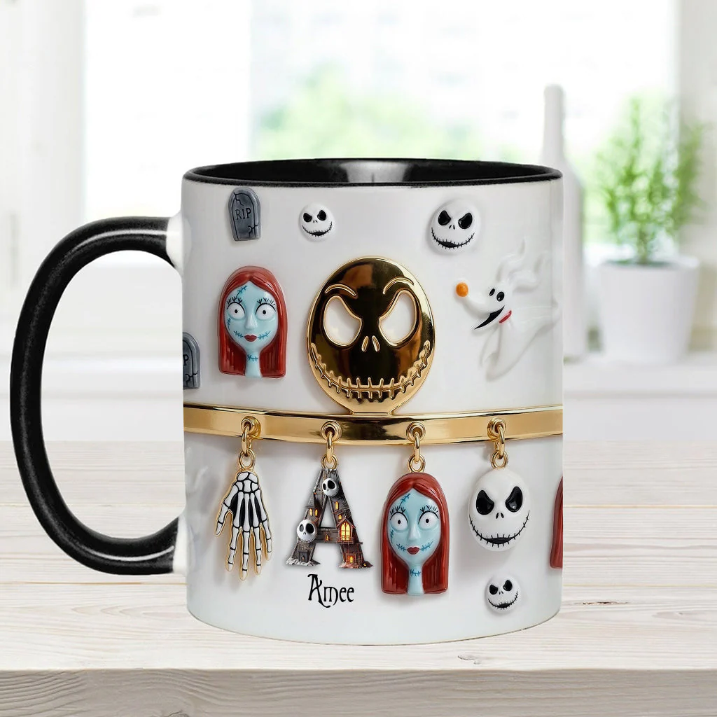 Spooky Charater With Name Letter - Personalized Accent Mug - Gift For Movie Fans NL122 - Image 16