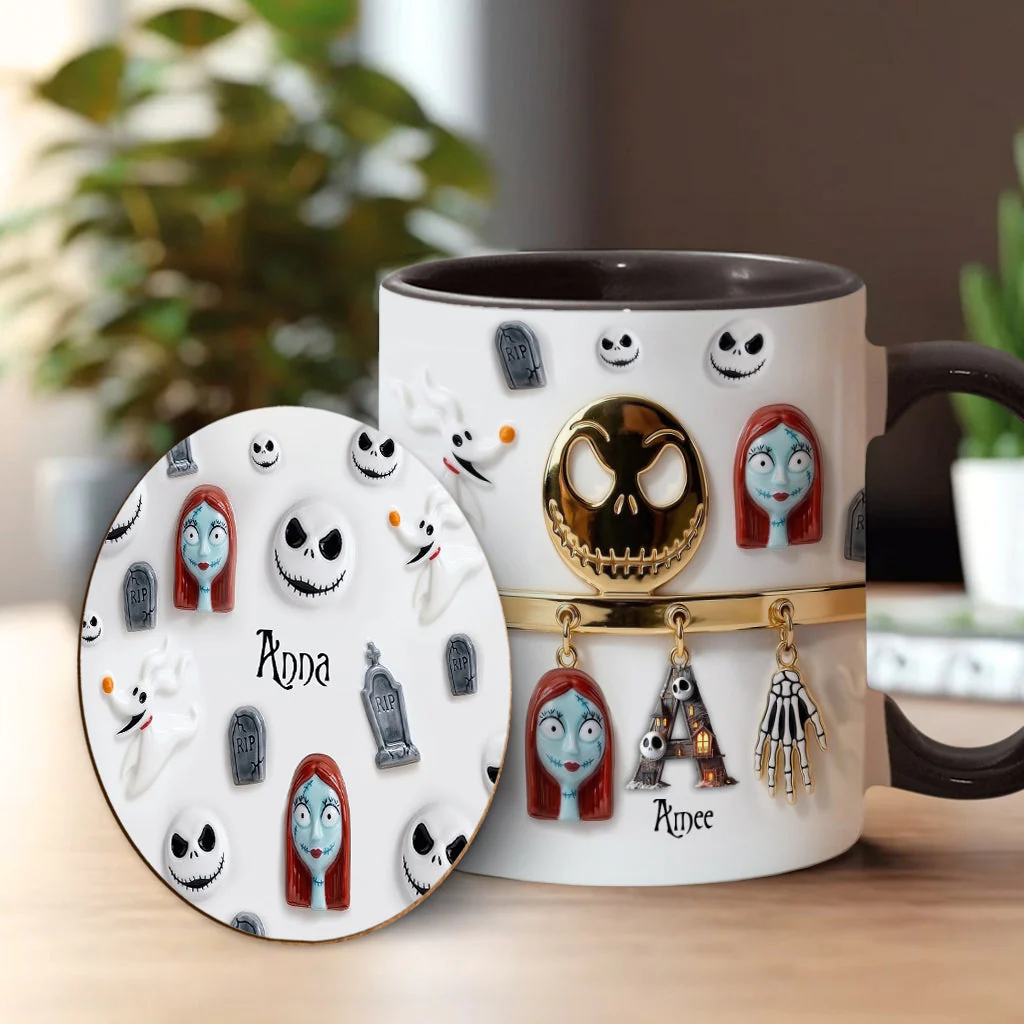 Spooky Charater With Name Letter - Personalized Accent Mug - Gift For Movie Fans NL122 - Image 2