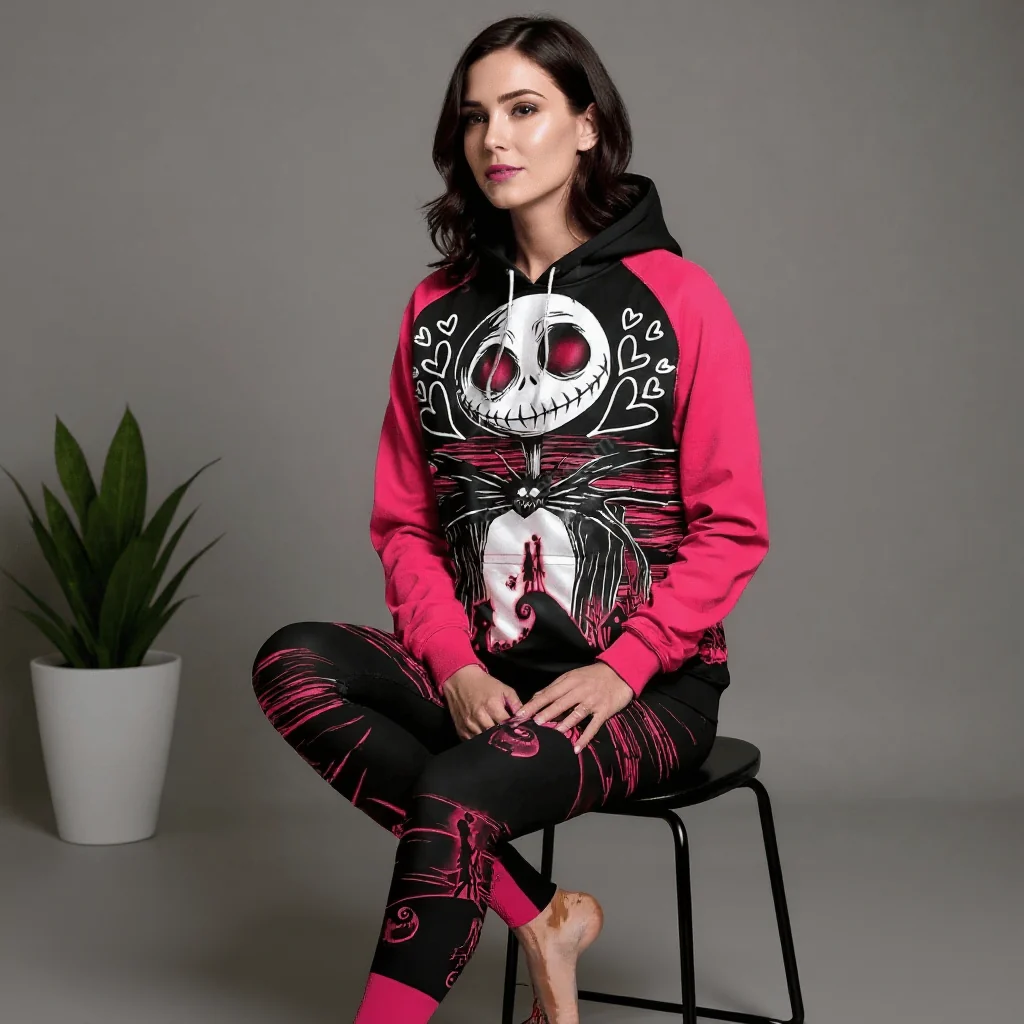 Spooky Couple - Personalized Hoodie And Leggings - Halloween & Christmas Gift For Her HH01 - Image 3