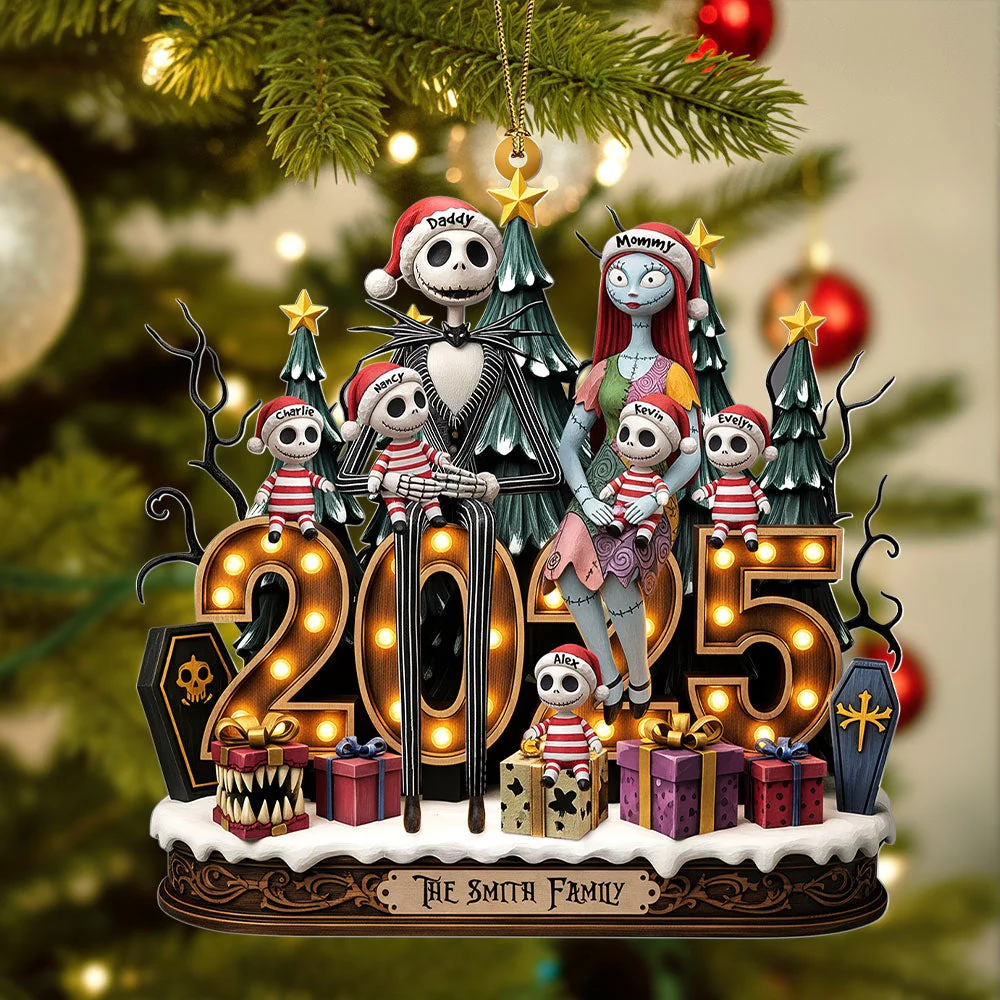 Spooky Family Merry Christmas - Personalized Acrylic Ornament NL122