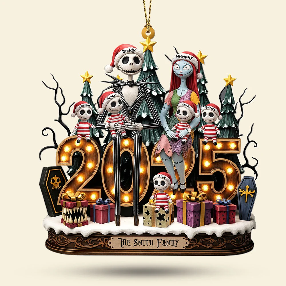 Spooky Family Merry Christmas - Personalized Acrylic Ornament NL122 - Image 3