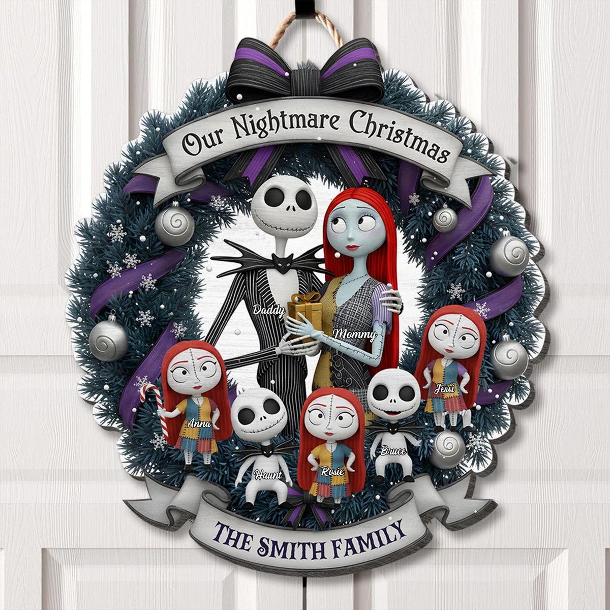 Spooky Family - Personalized Custom Shaped Wood Sign - Christmas Gifts For Family NL122