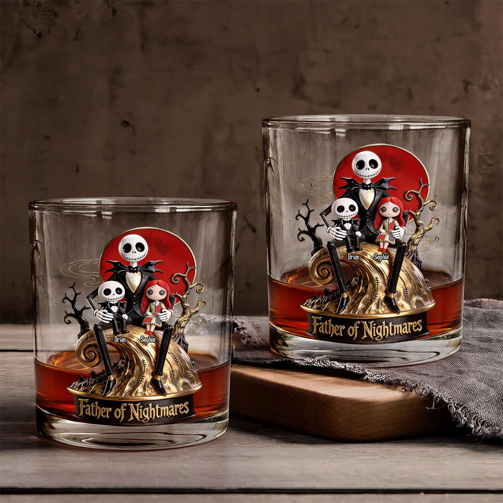 Spooky Father Of Nightmares - Personalized Whiskey Glass - Gift For Father's Day NL122 - Image 2