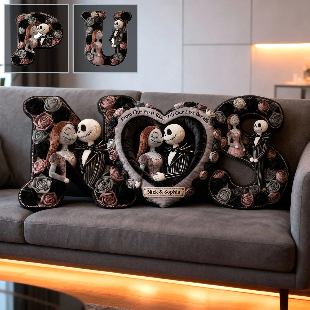 Spooky From Our First Kiss Till Our Last Breath - Personalized Custom Shaped Pillow - Gift For Couples, Movie Fans NL122