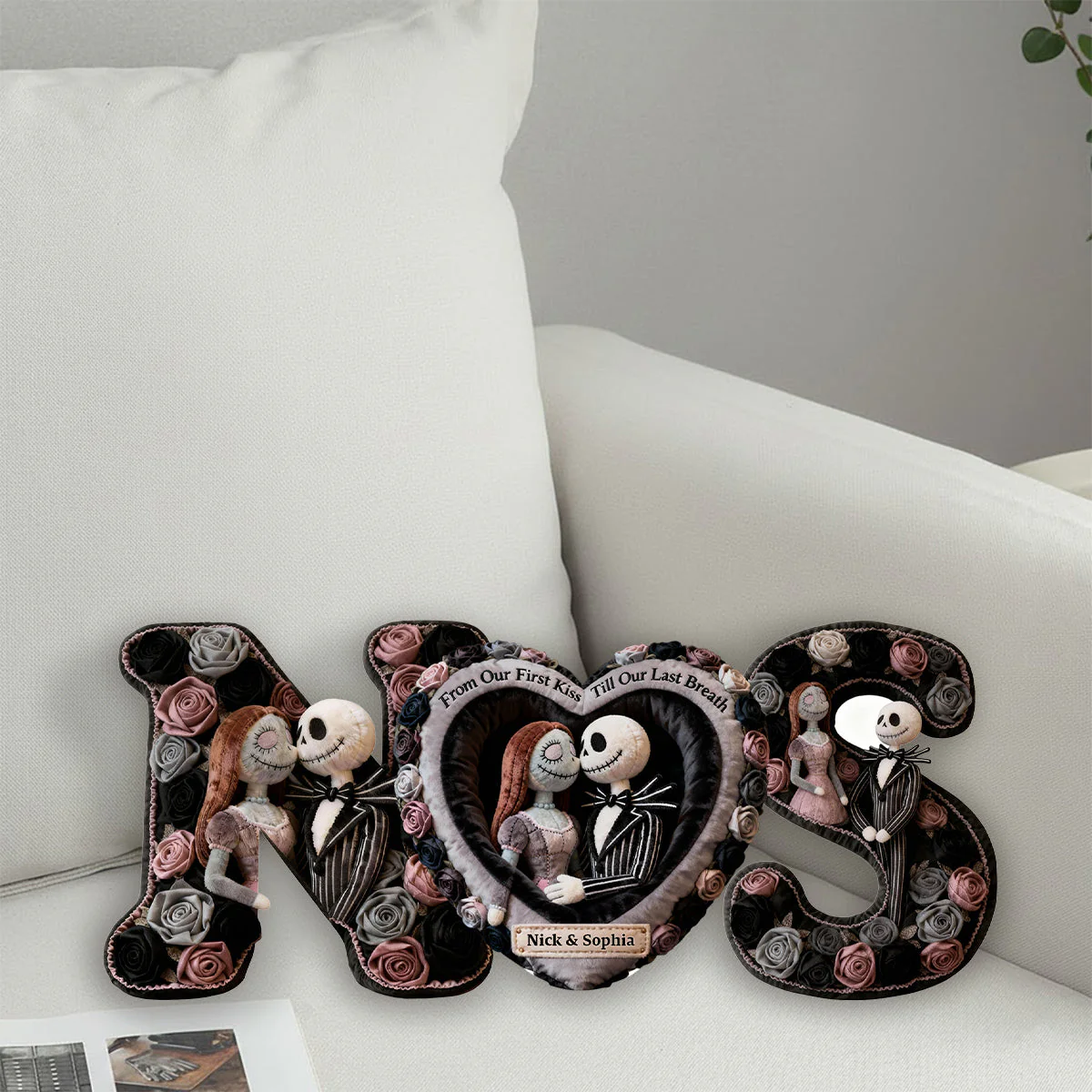 Spooky From Our First Kiss Till Our Last Breath - Personalized Custom Shaped Pillow - Gift For Couples, Movie Fans NL122 - Image 7