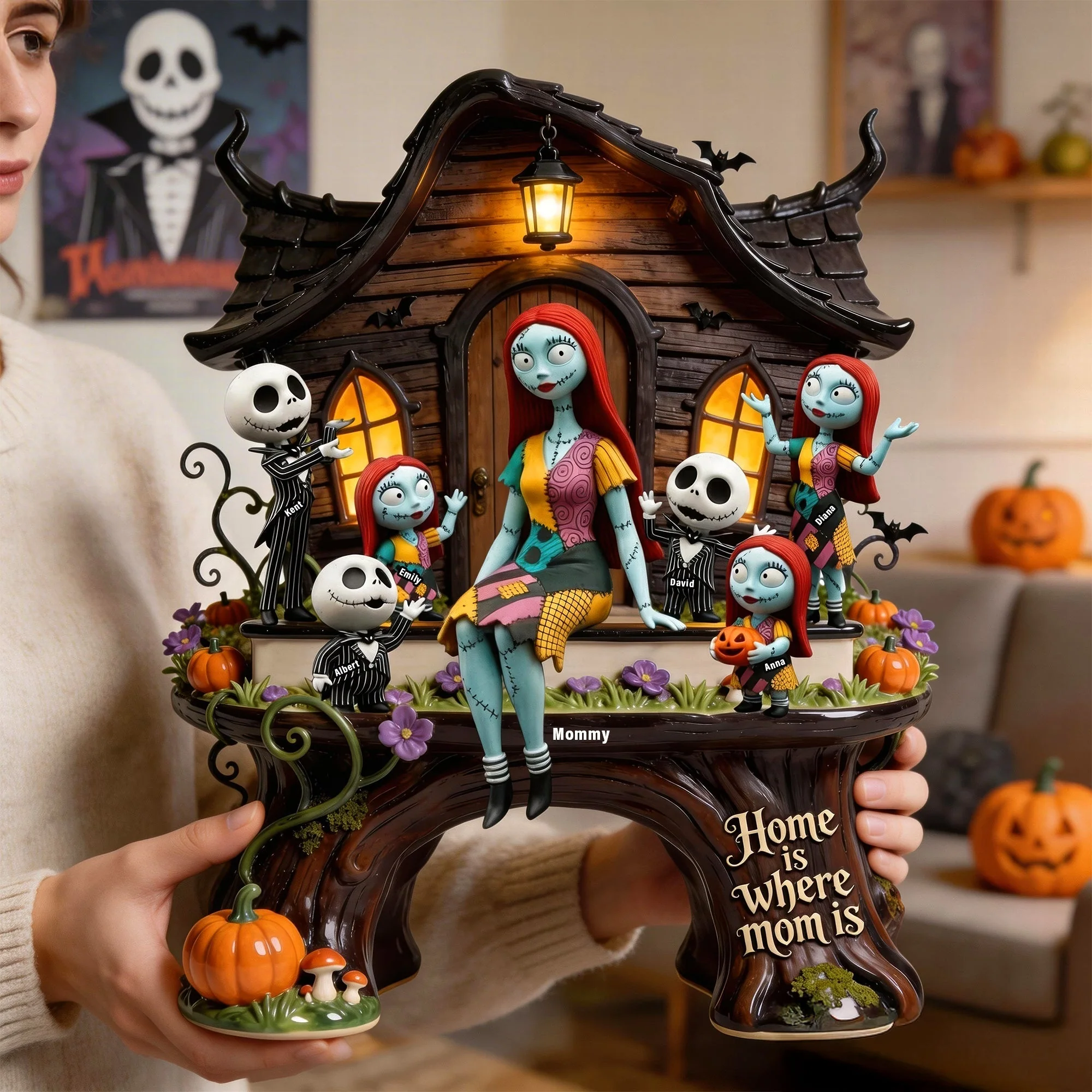 Spooky Home Is Where Mom Is - Personalized Acrylic Plaque - Gift For Mom, Horror Lovers, Movie Fans NL122