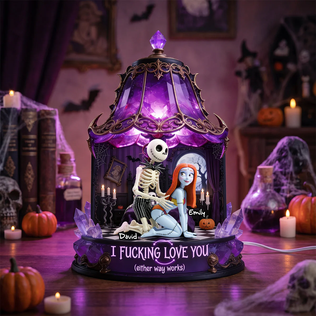 Spooky I love You Either Way Works - Personalized Acrylic Light Box - Gift For Couples, Movie Fans - Image 2
