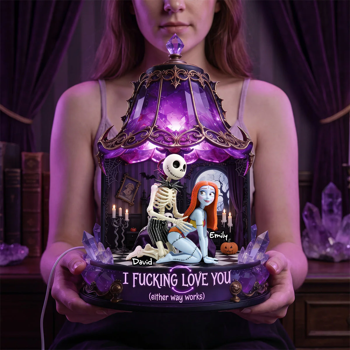 Spooky I love You Either Way Works - Personalized Acrylic Light Box - Gift For Couples, Movie Fans - Image 3