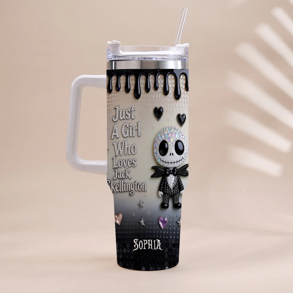 Spooky Just A Girl Who Loves Nightmare - Personalized Tumbler With Handle - Gift For Her, Movie Fans NL122 - Image 5