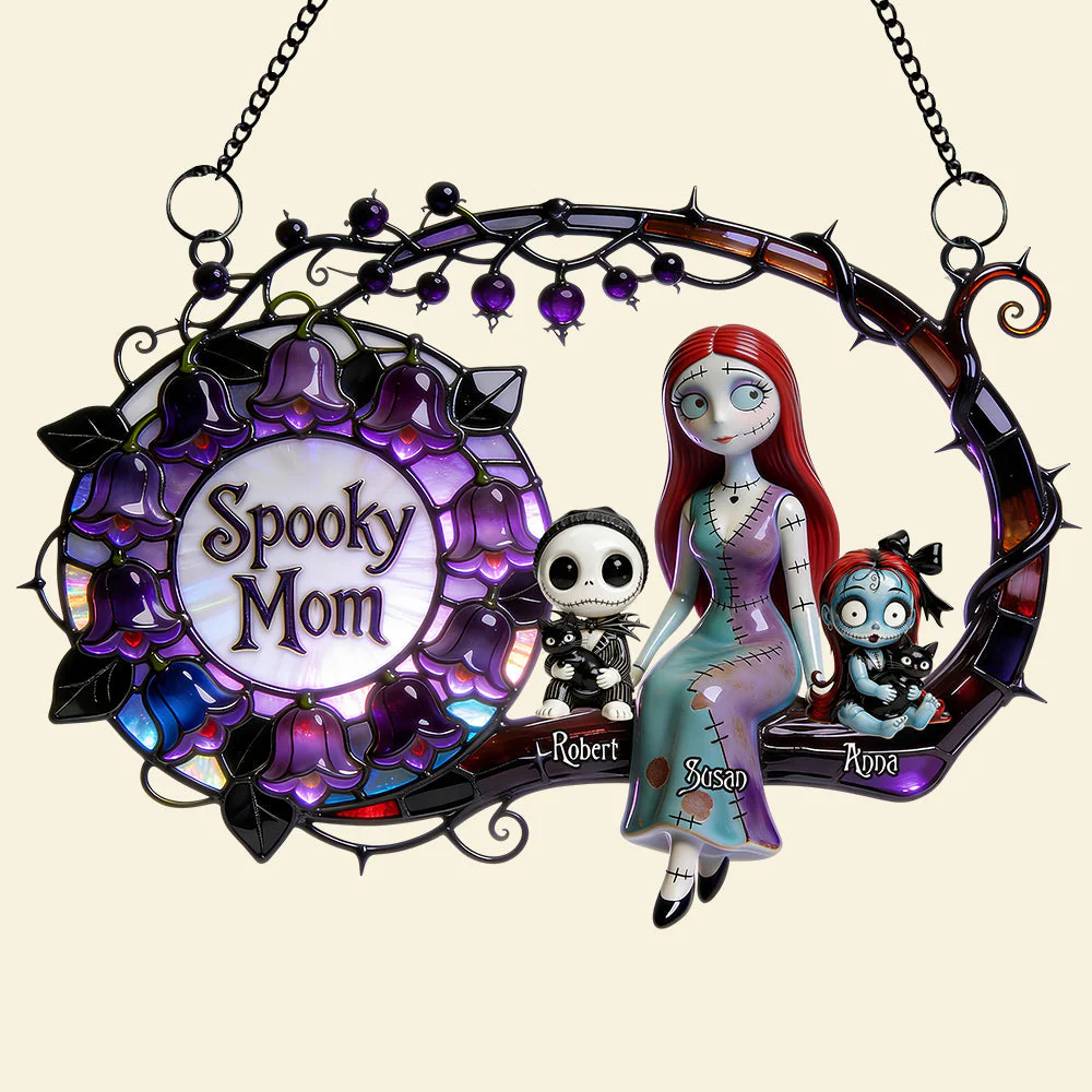 Spooky Mom - Personalized Window Hanging Suncatcher - Gift For Mom, Movie Fans NL122 - Image 3