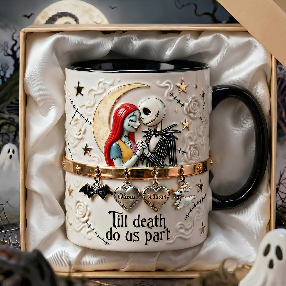Spooky Till Death Do Us Part - Personalized Accent Mug - Gift For Couple, Fan Movies, Christmas, Valentine HH01 - Image 2