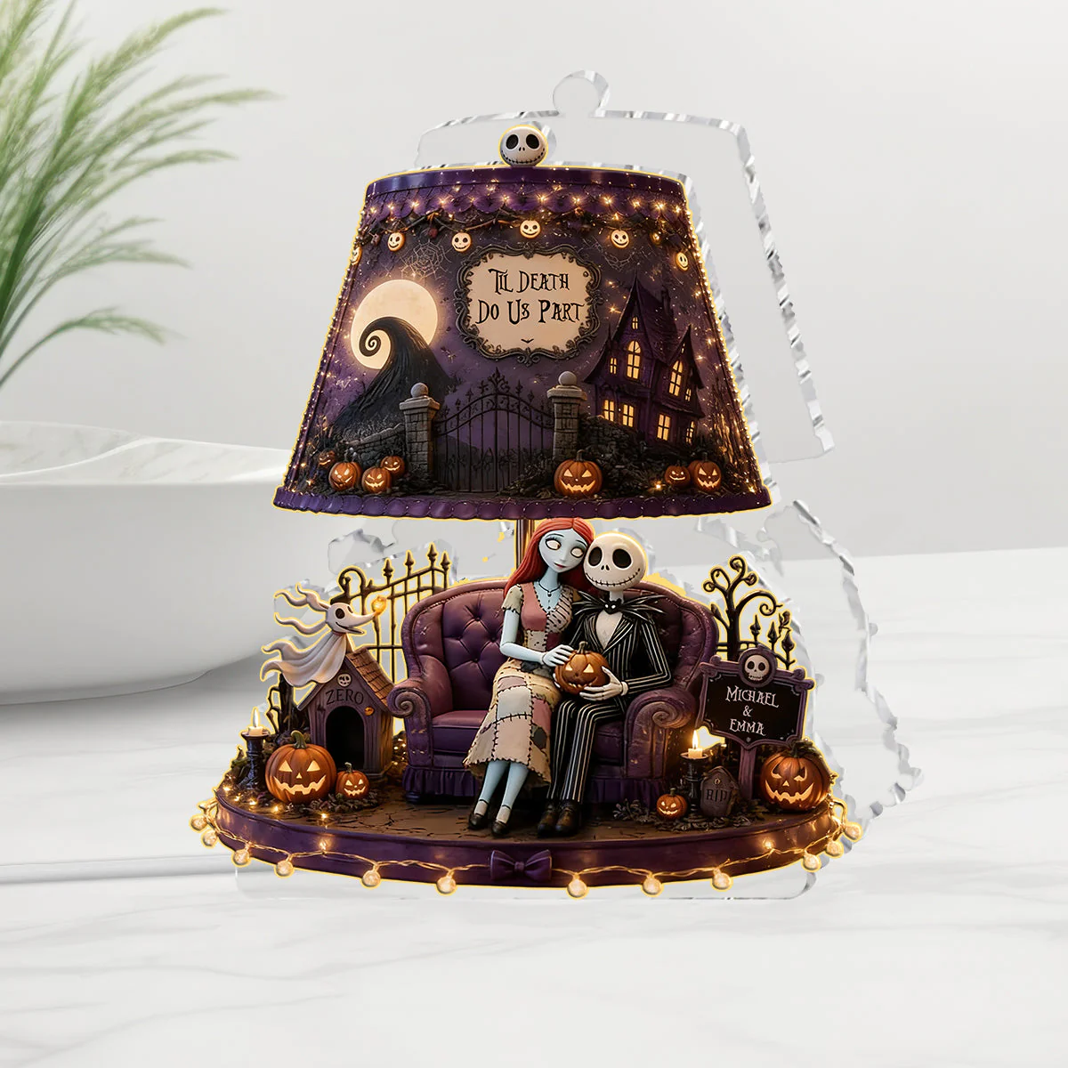 Spooky Till Death Do Us Part - Personalized Acrylic Light Box - Gift For Couples, Movie Fans - Image 2