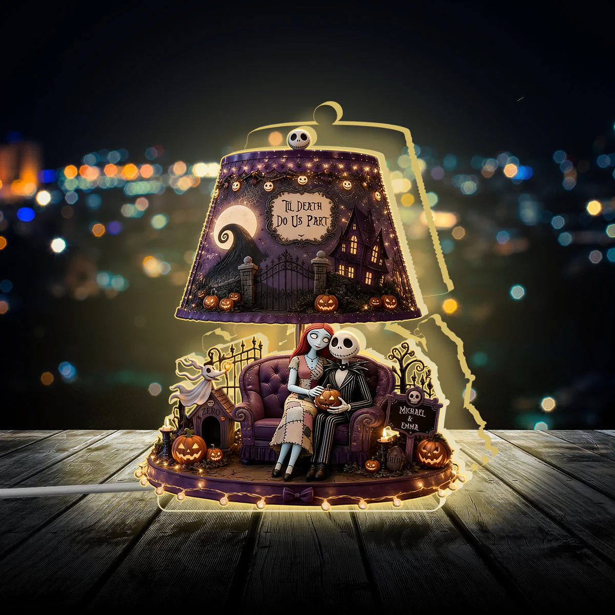 Spooky Till Death Do Us Part - Personalized Acrylic Light Box - Gift For Couples, Movie Fans - Image 4
