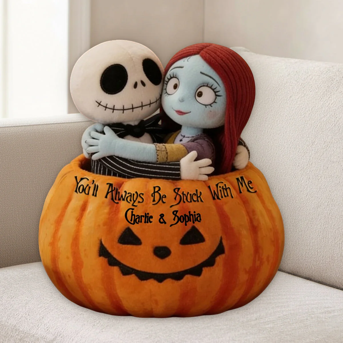 Spooky You'll Always Be Stuck With Me - Personalized Custom Shaped Pillow - Gift For Couples - Image 2