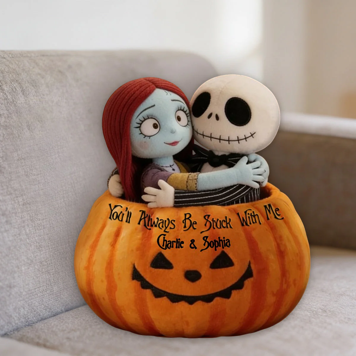 Spooky You'll Always Be Stuck With Me - Personalized Custom Shaped Pillow - Gift For Couples - Image 4