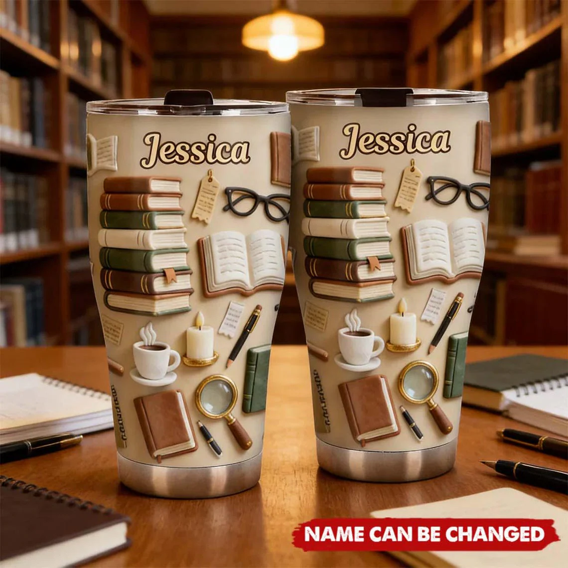 Stack Of Books - Personalized Tumbler - Gift For Book Lovers, Librarians - Image 2