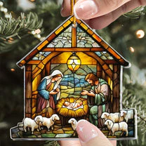 Stained Glass Nativity Scene - Personalized Acrylic Ornament - Gift For Christians NL122 - Image 4