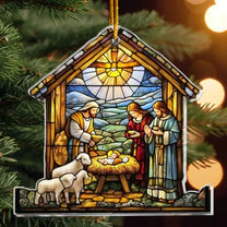 Stained Glass Nativity Scene - Personalized Acrylic Ornament - Gift For Christians NL122 - Image 5