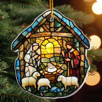 Stained Glass Nativity Scene - Personalized Acrylic Ornament - Gift For Christians NL122 - Image 6