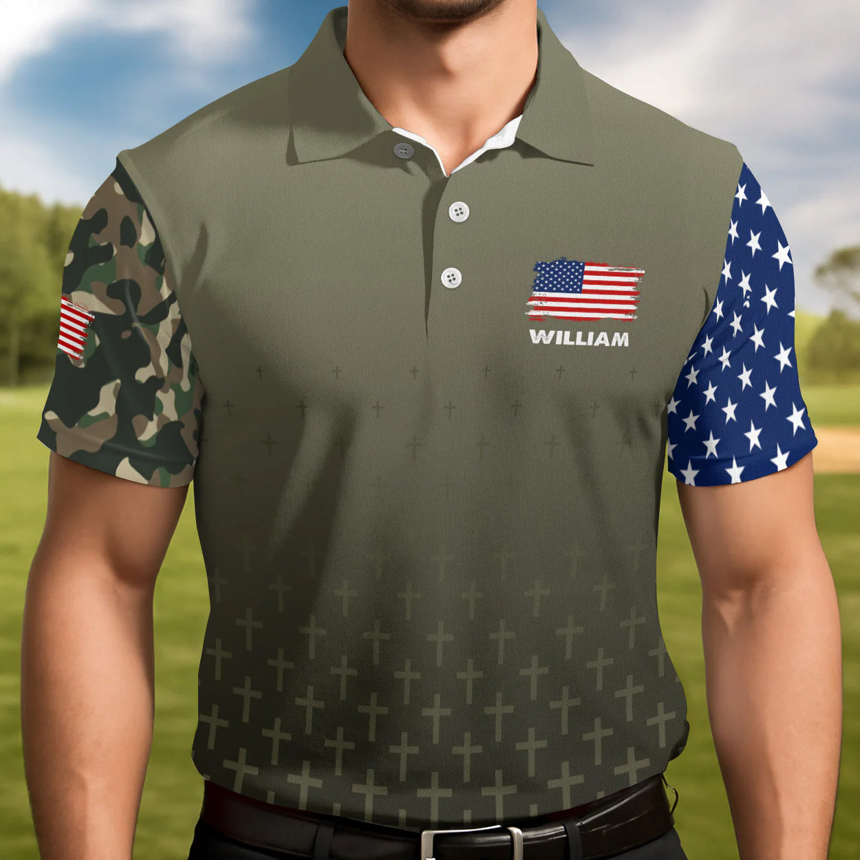 Stand For The Flag Kneel For The God - Personalized Polo Shirt - Gift for Him