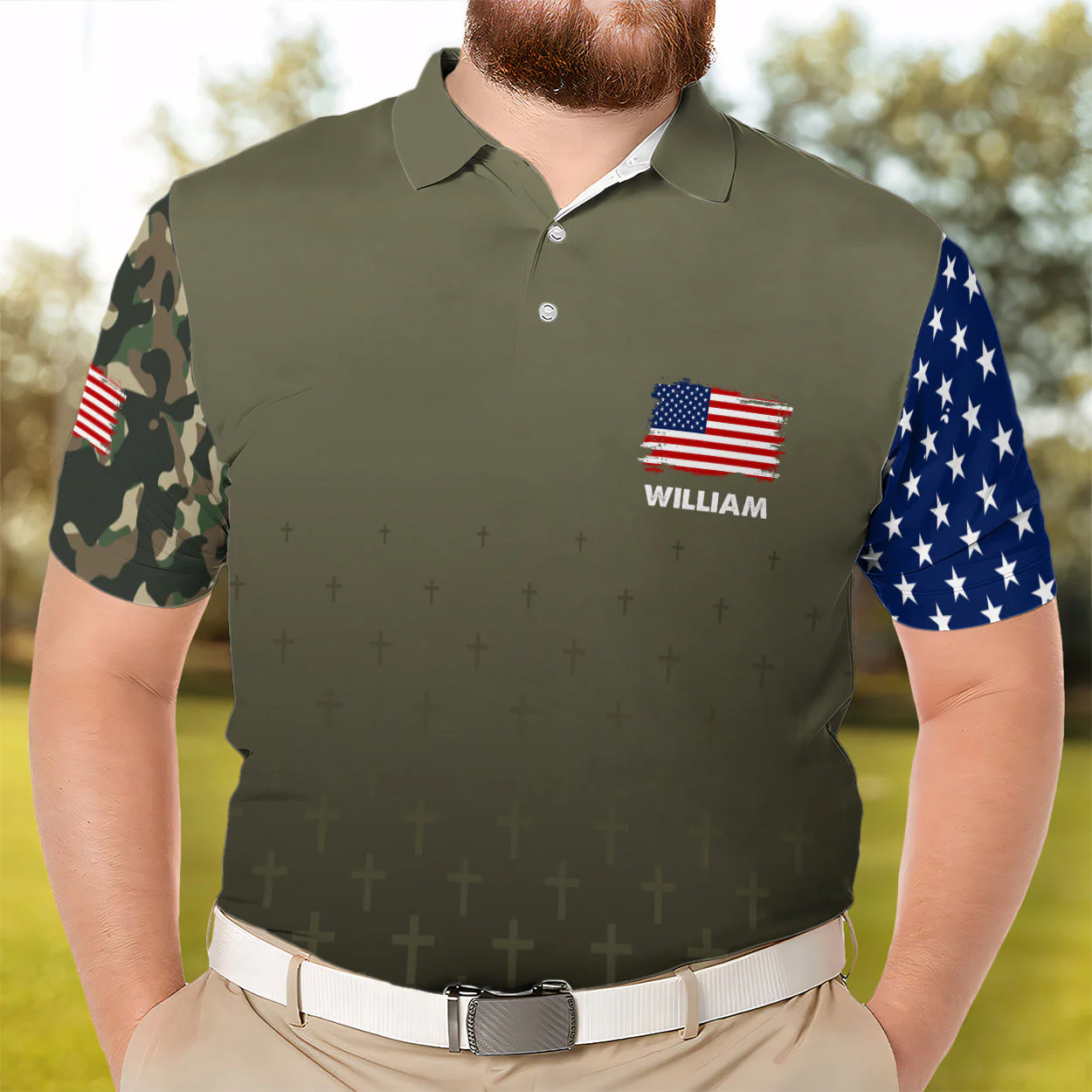 Stand For The Flag Kneel For The God - Personalized Polo Shirt - Gift for Him - Image 2