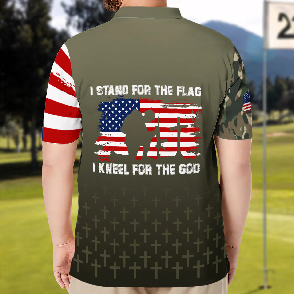 Stand For The Flag Kneel For The God - Personalized Polo Shirt - Gift for Him - Image 3