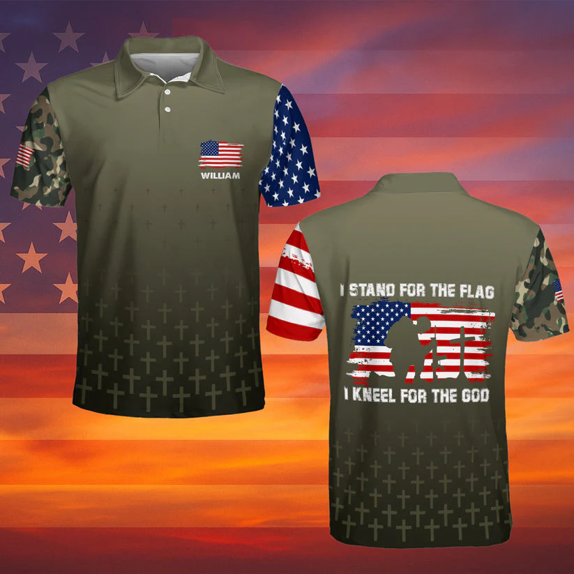 Stand For The Flag Kneel For The God - Personalized Polo Shirt - Gift for Him - Image 5