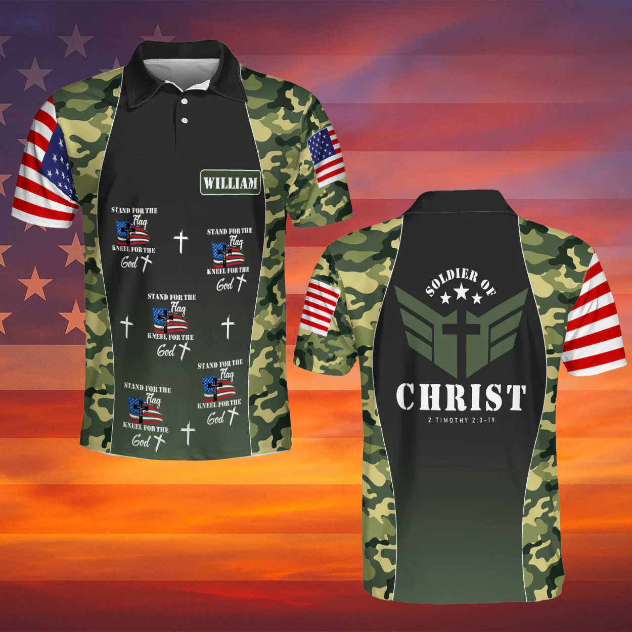 Stand For The Flag Kneel For The God - Personalized Polo Shirt - Gift for Him - Image 5