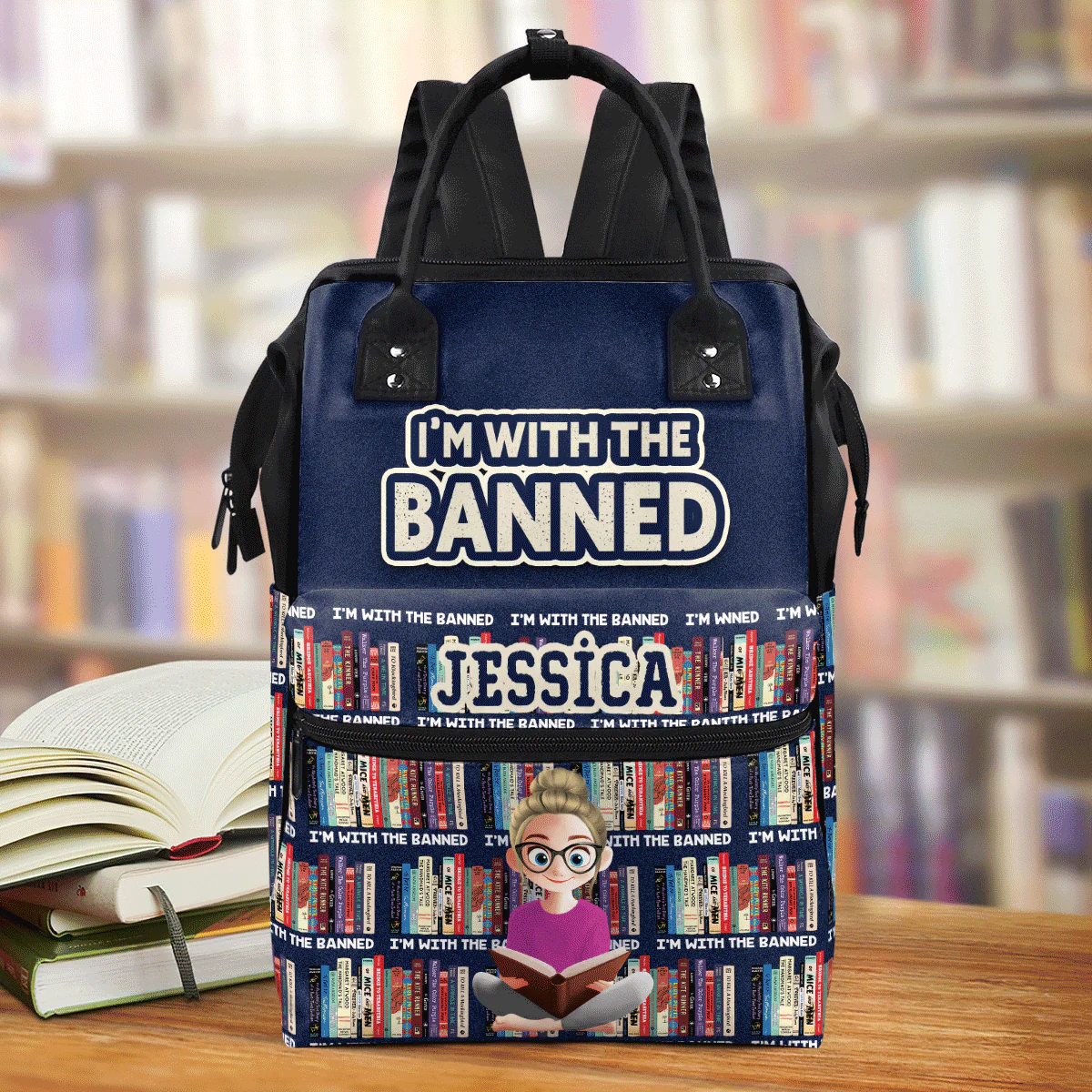 Stand With The Banned - Personalized Duckbilled Backpack - Gift For Book Lovers, Readers, Women | CLB2 HN02