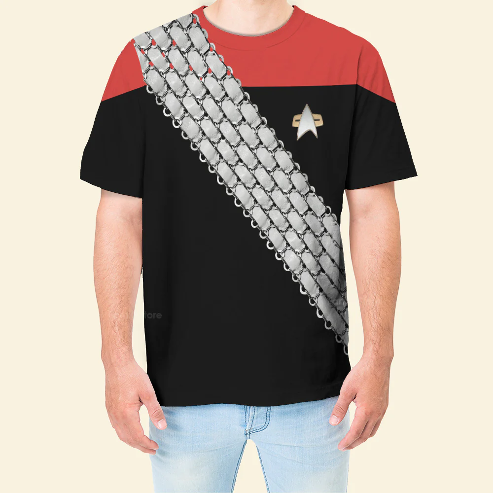 SaTr Deep Space Nine Worf Red T-Shirt - Image 4