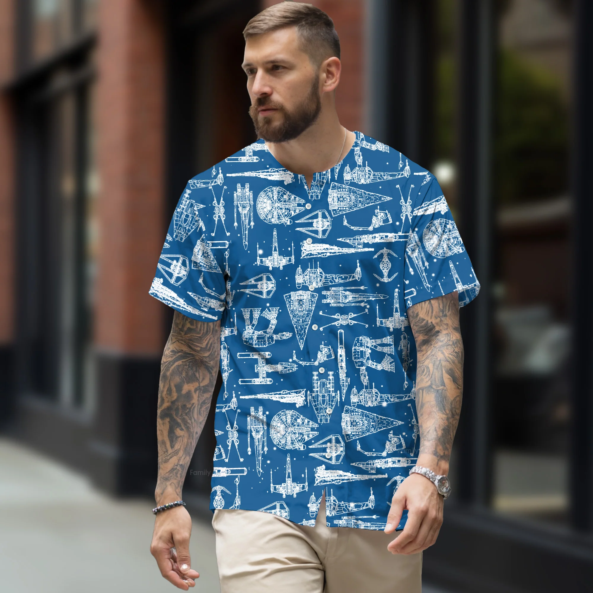SaTr Space Ships - Baseball Jersey - Christant Gift For Him - Family Store - Image 2