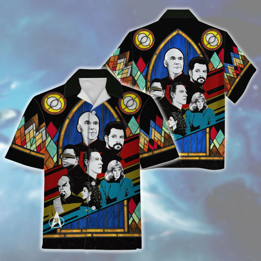 SaTr The Next Generation Retro Character Squares Cool Hawaiian Shirt - Image 3