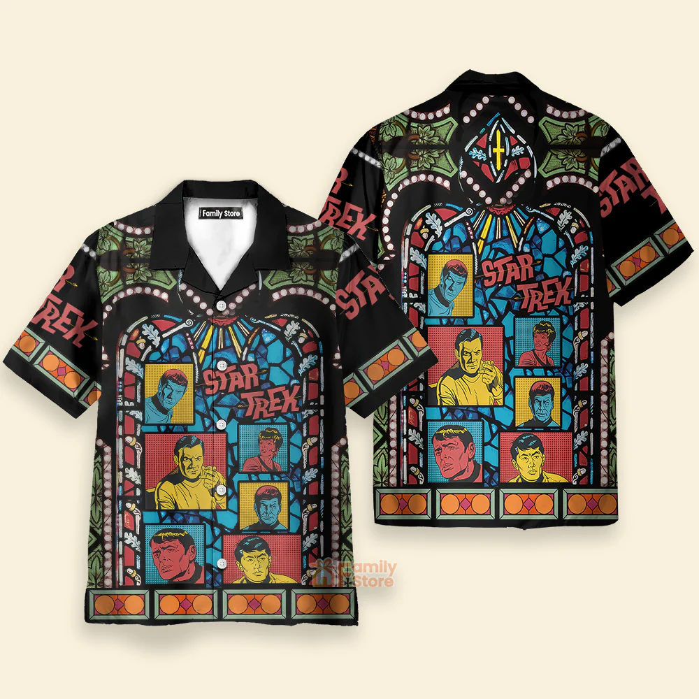 SaTr The Original Series Retro Character Squares Stained Glass - Hawaiian Shirt - Image 2