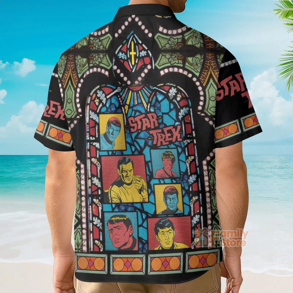 SaTr The Original Series Retro Character Squares Stained Glass - Hawaiian Shirt - Image 4