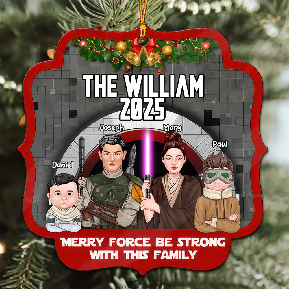 Stwa Christmas Galaxy Family  - Personalized Wood Ornament - Gift For Family Members  - CL46 NA94