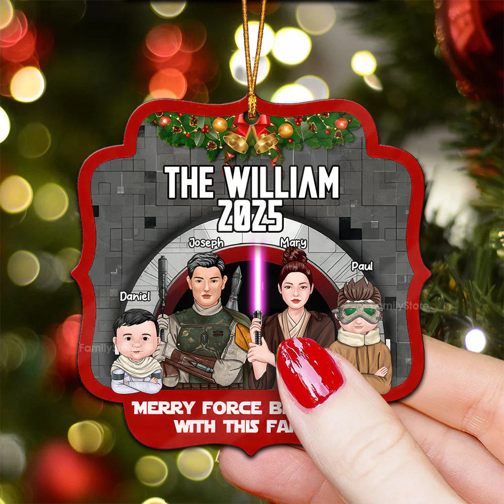 Stwa Christmas Galaxy Family  - Personalized Wood Ornament - Gift For Family Members  - CL46 NA94 - Image 2