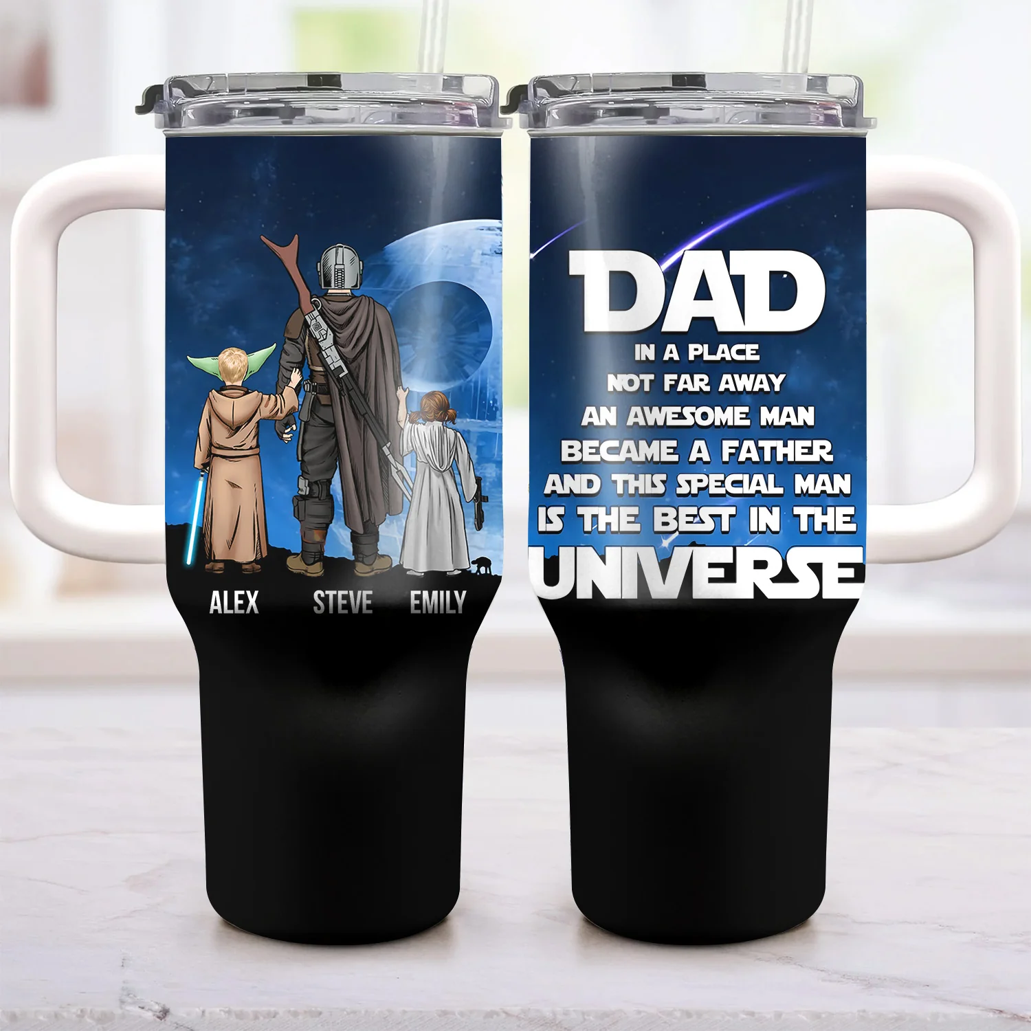 Stwa Dad Is The Best In The Universe - Personalized 40oz Tumbler Cup With Straw - Gift For Dad, Father's Day | CL08 NA94