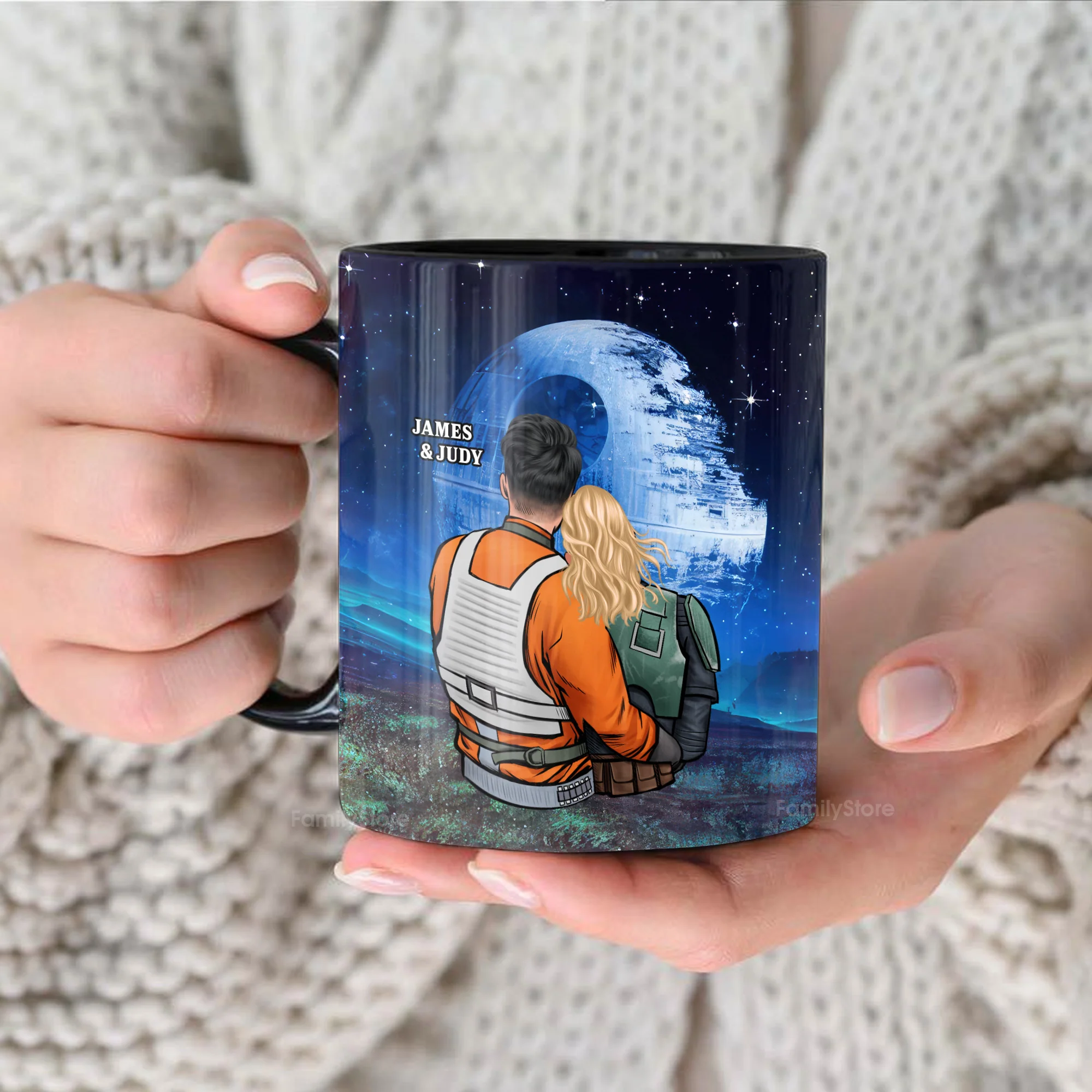 Stwa Til Death Star Do Us Part - Personalized Black Mug - Gift For Couple, Husband Wife, Anniversary Gift - CL19 NA94 - Image 3